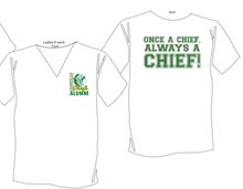 Load image into Gallery viewer, &quot;Once A Chief&quot; Ladies&#39; Alumni White V-Neck T-Shirt